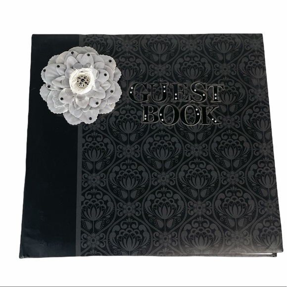 Floral Guest Book, Black, Gray - Picture 1 of 5